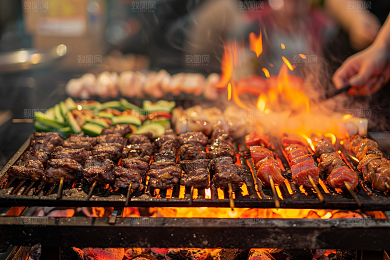 火热烤串夏天香酥摄影图