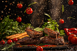 火热烤串肉串烤肉摄影图