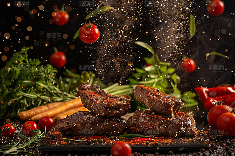 火热烤串肉串烤肉摄影图