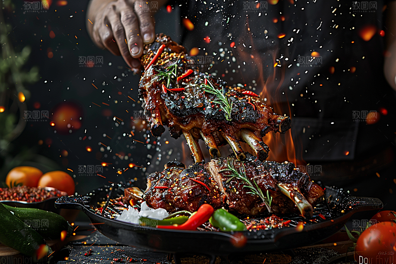 火热烤串炙烤美食摄影图