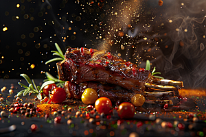 火热烤串烤肉美食摄影图