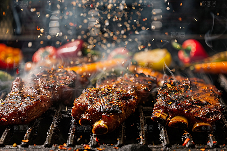 火热烤串美味肉串摄影图