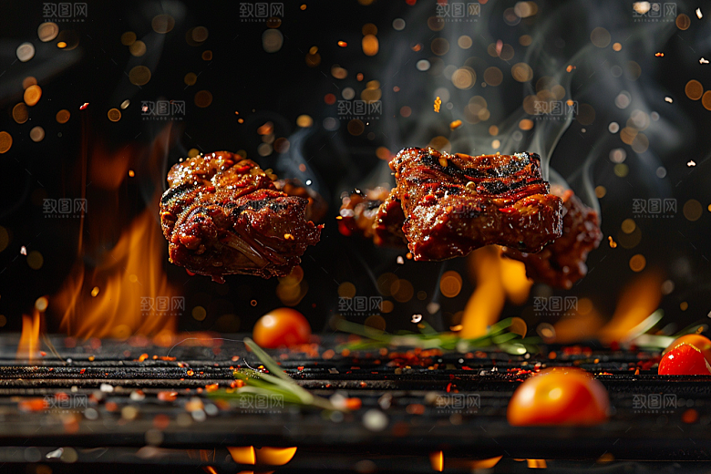 火热烤串夏季肉串摄影图