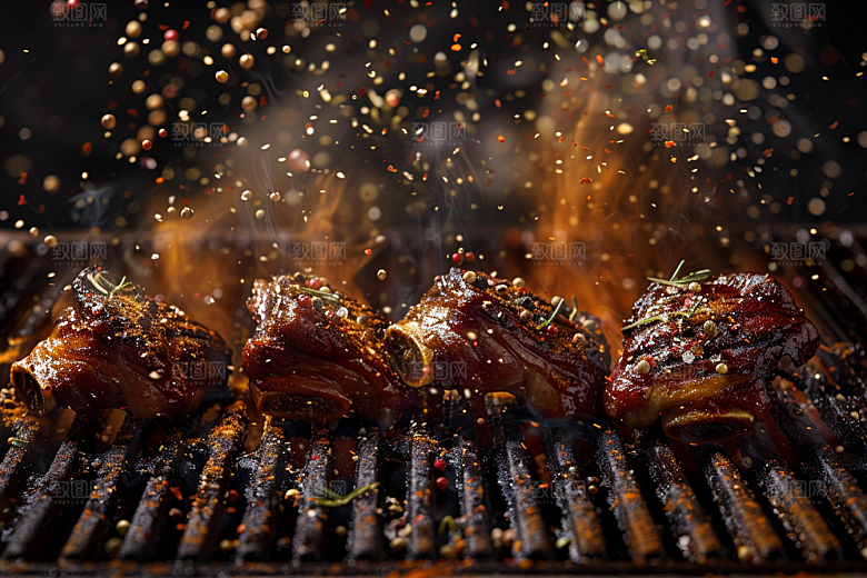 火热烤串肉串夏季摄影图