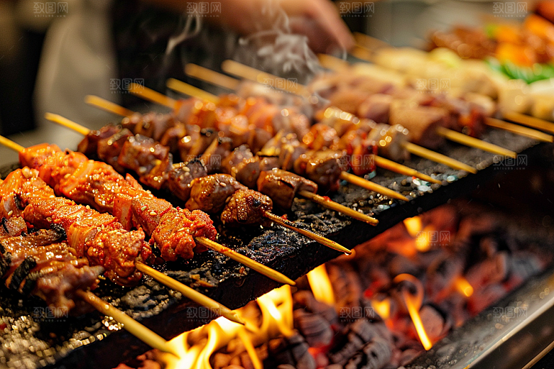 火热烤串美食夏天摄影图