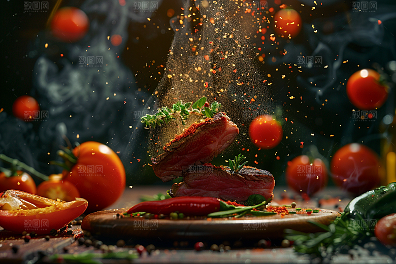 火热烤串肉串小吃摄影图
