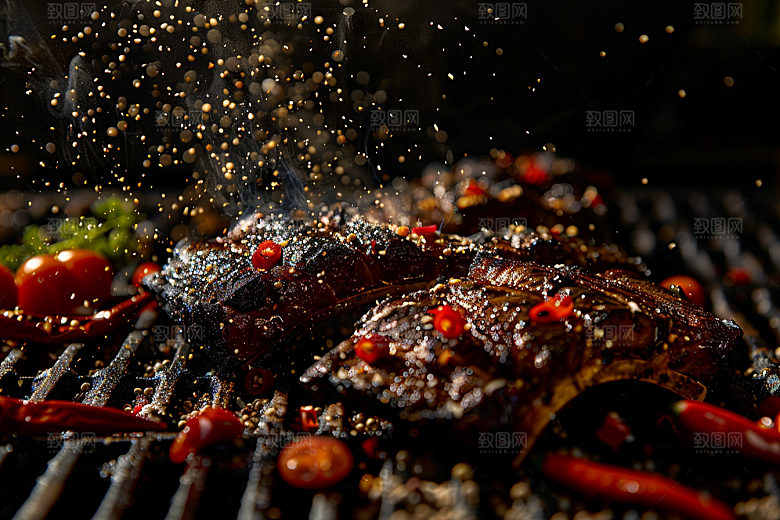火热烤串美味美食摄影图