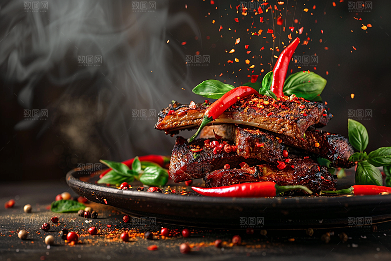 火热烤串美食烟熏火燎摄影图