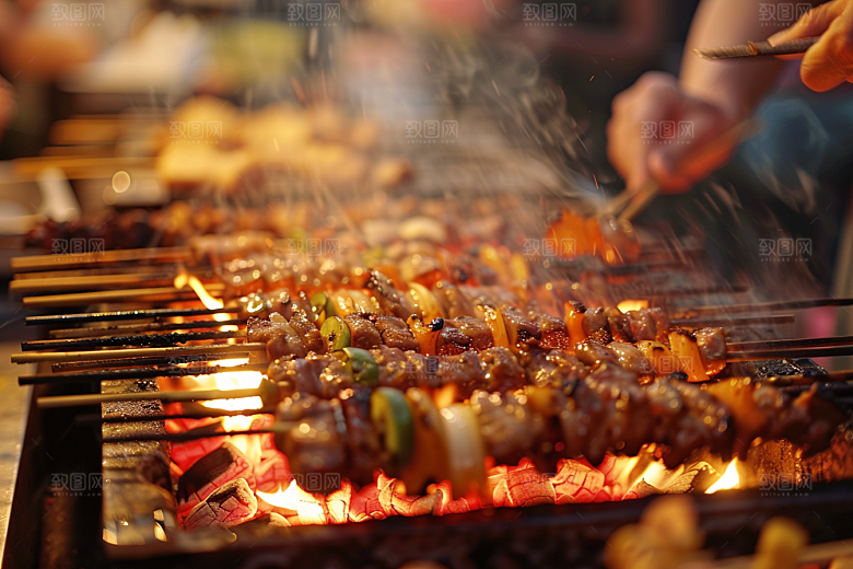 火热烤串香酥夏天摄影图