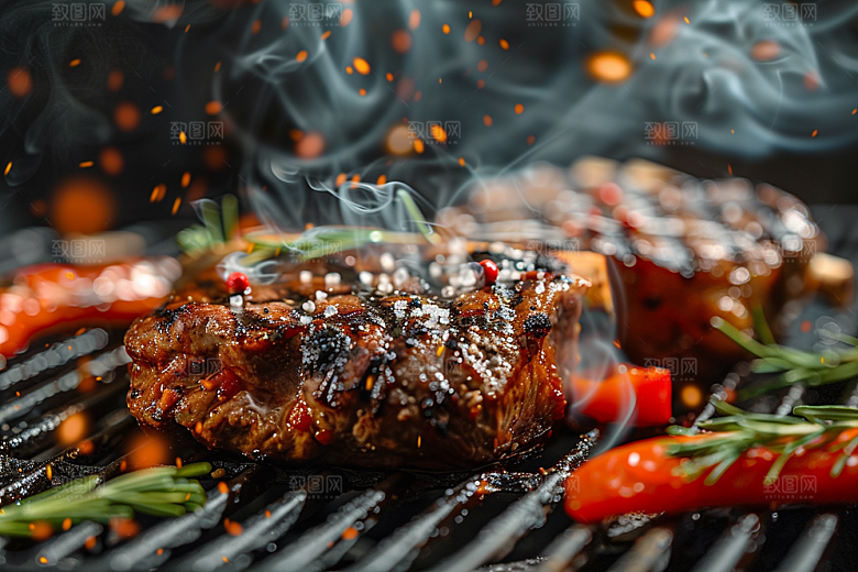 火热烤串肉串烤肉摄影图