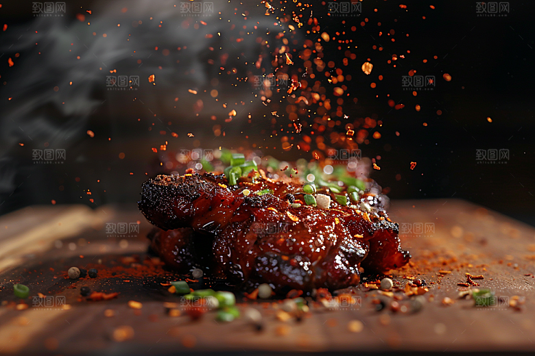 火热烤串小吃肉串摄影图