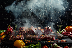火热烤串肉串夏天摄影图