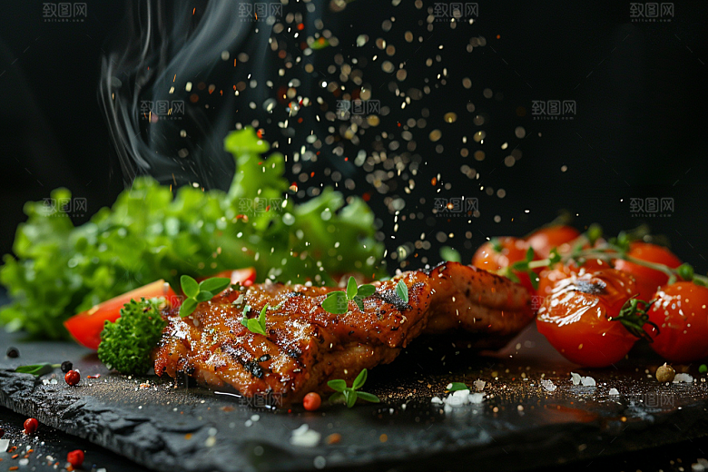 火热烤串美食烤肉摄影图
