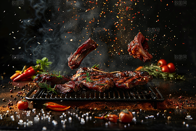 火热烤串夏季烤肉摄影图