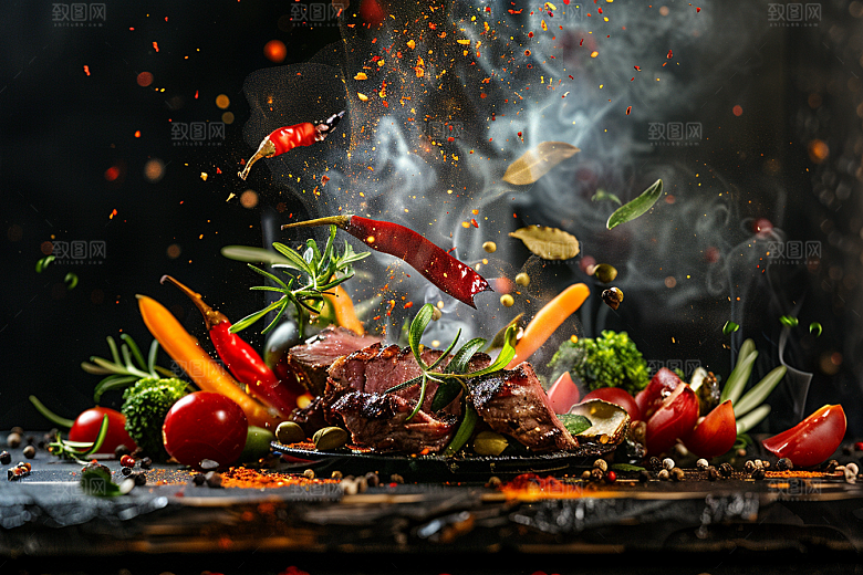 火热烤串美味肉串摄影图