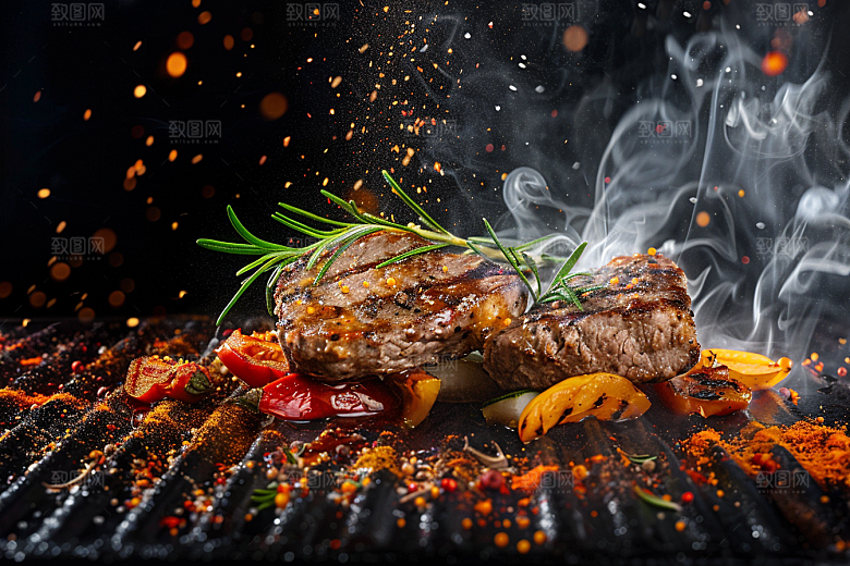 火热烤串夏季美食摄影图