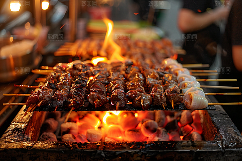 火热烤串夏季香酥摄影图
