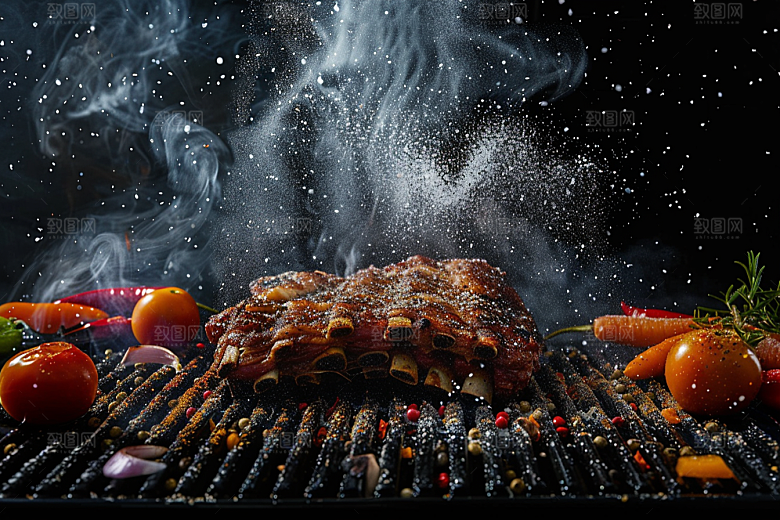 火热烤串肉串美食摄影图