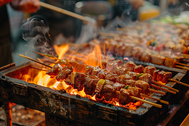 火热烤串炙烤夏季摄影图