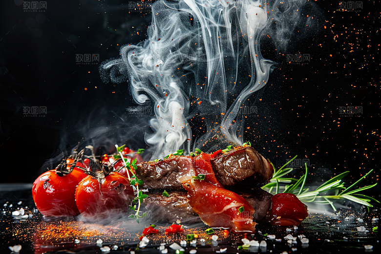 火热烤串烤肉美味摄影图