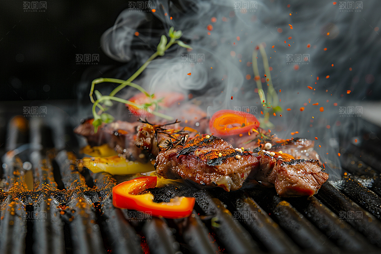 火热烤串香酥烤肉摄影图