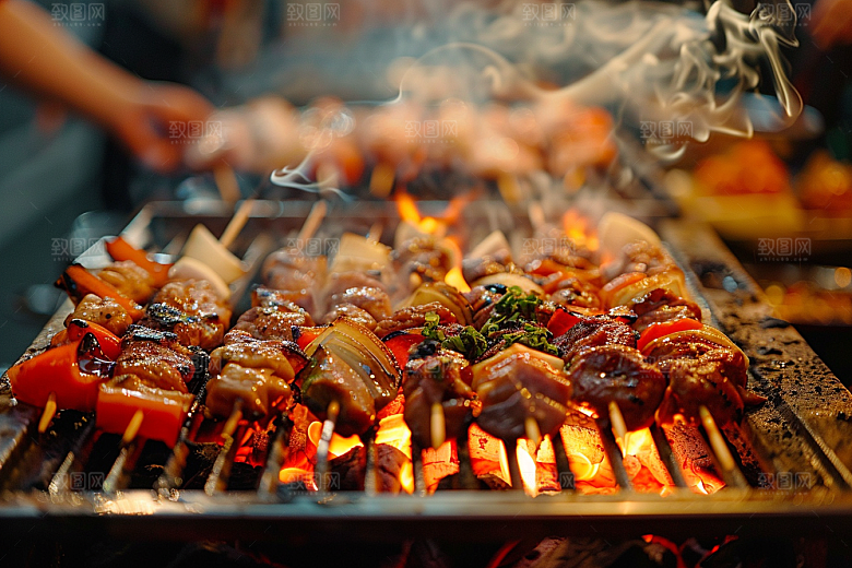 火热烤串夏天美食摄影图