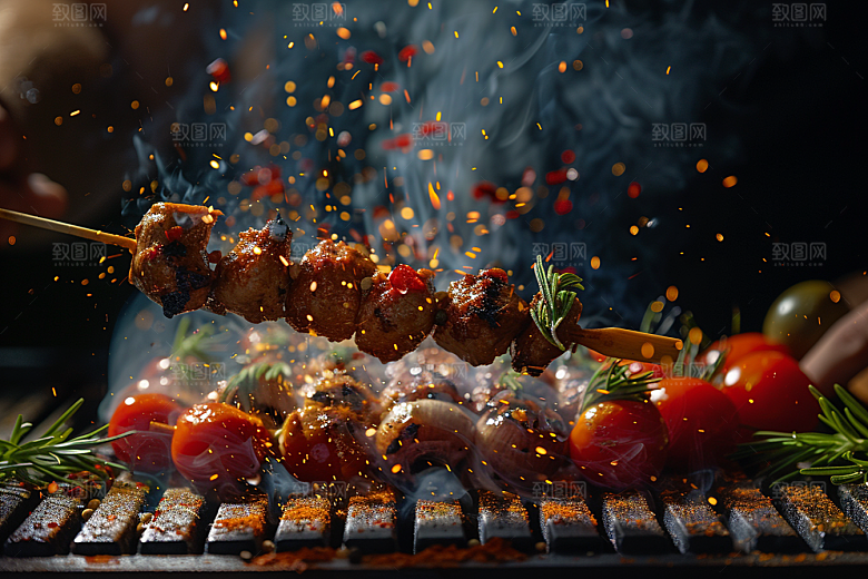 火热烤串烤肉夏天摄影图