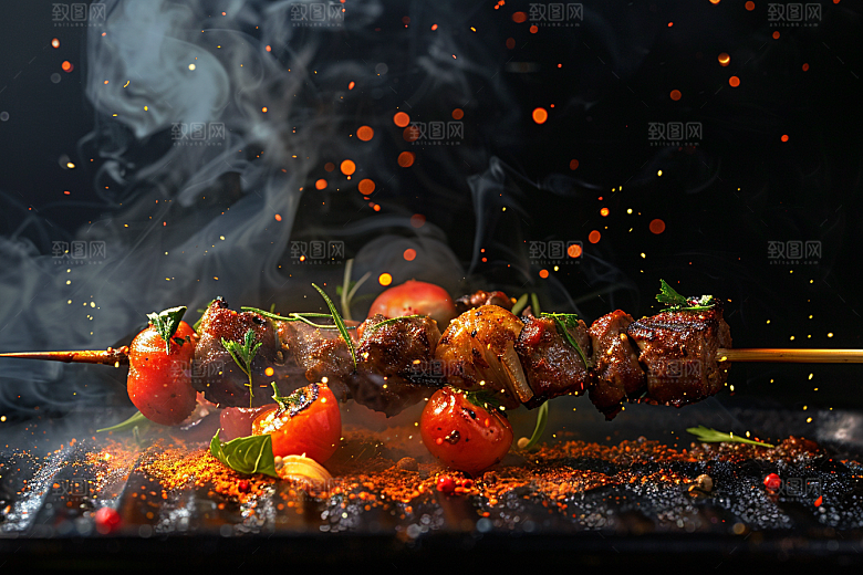 火热烤串香酥夏季摄影图