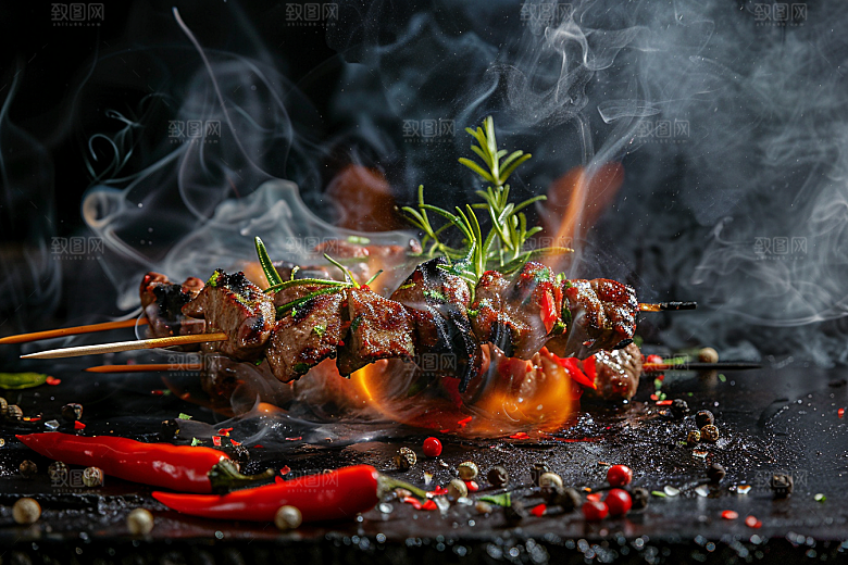 火热烤串炙烤美味摄影图