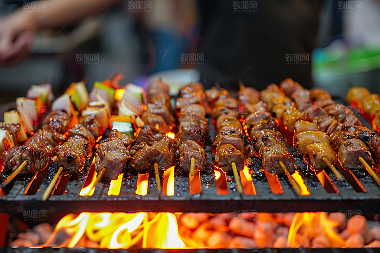 火热烤串高清香酥摄影图