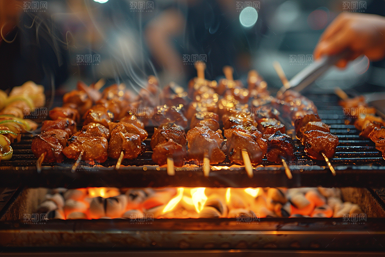 火热烤串烤肉夏季摄影图