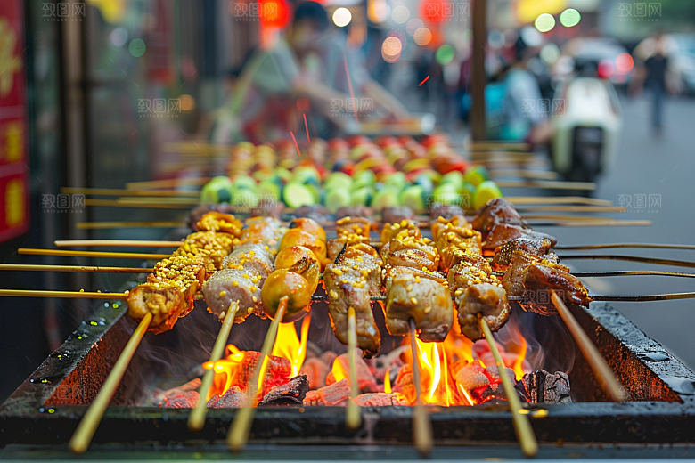 火热烤串夏天烤肉摄影图