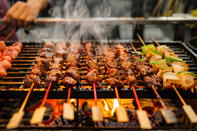 火热烤串肉串夜宵摄影图