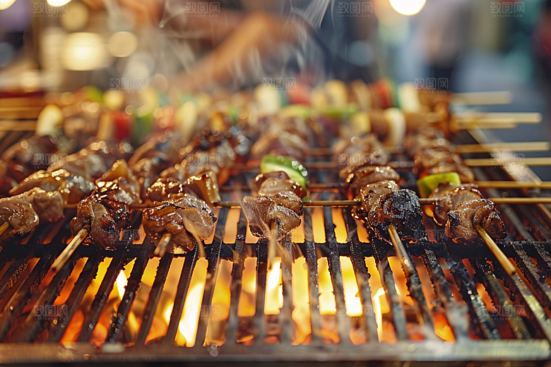 火热烤串夏天美食摄影图