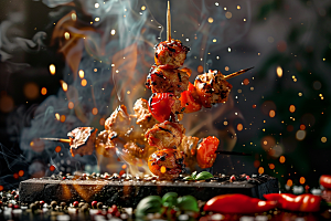 火热烤串美食夏天摄影图