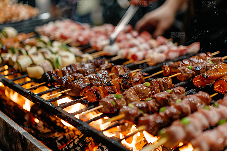 火热烤串高清美食摄影图