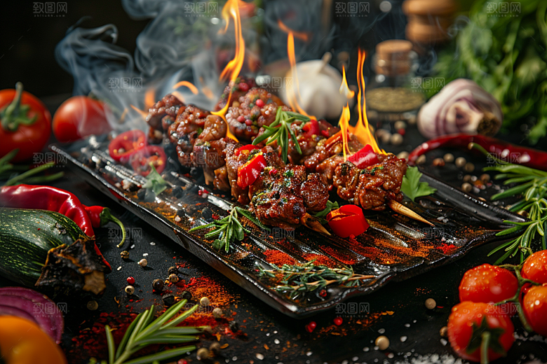 火热烤串香酥夏季摄影图