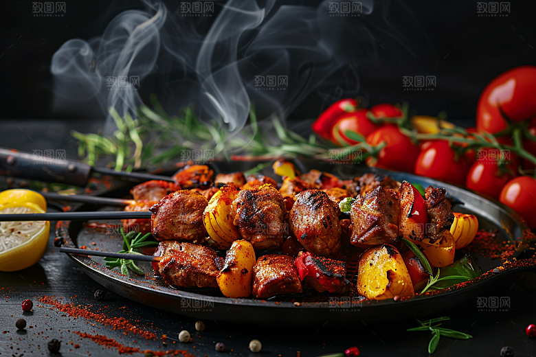火热烤串小吃香酥摄影图