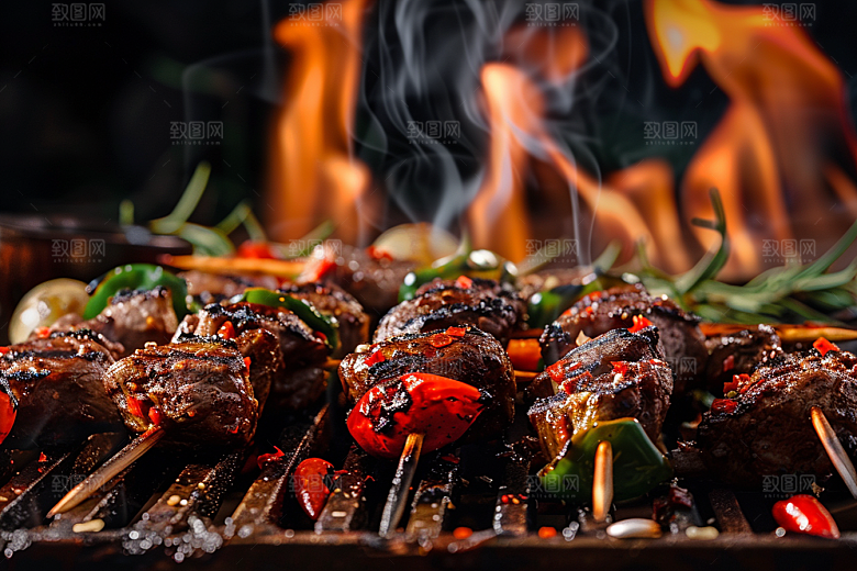 火热烤串烤肉夏季摄影图