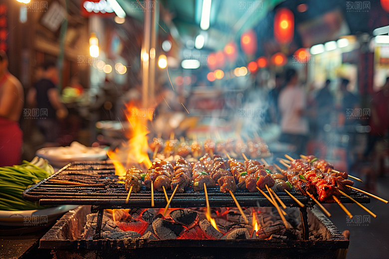 火热烤串炙烤香酥摄影图