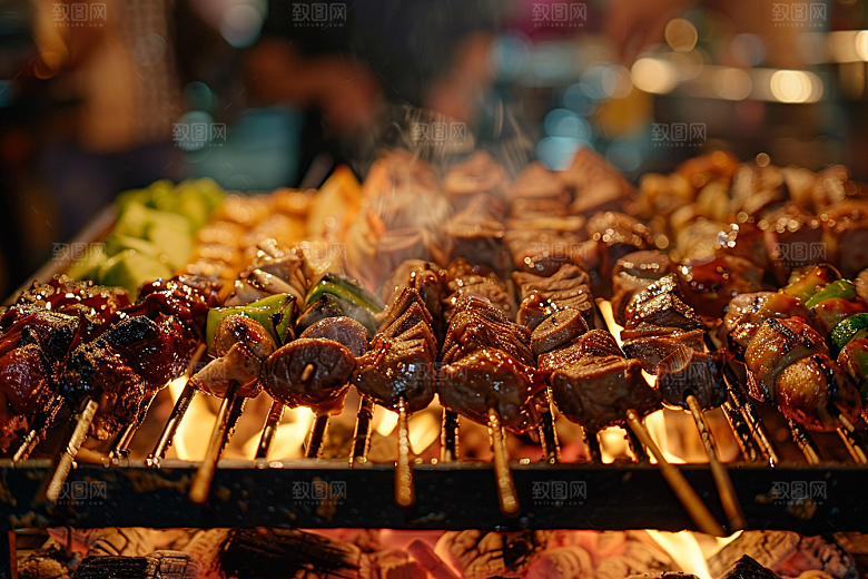 火热烤串烤肉美味摄影图