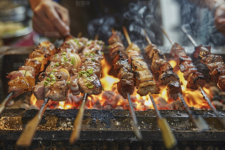 火热烤串夏季烤肉摄影图