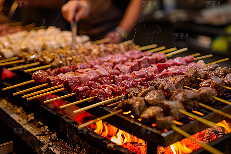 火热烤串夏天美食摄影图