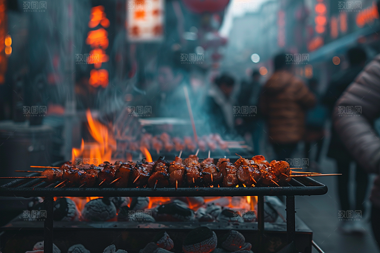 火热烤串香酥美食摄影图