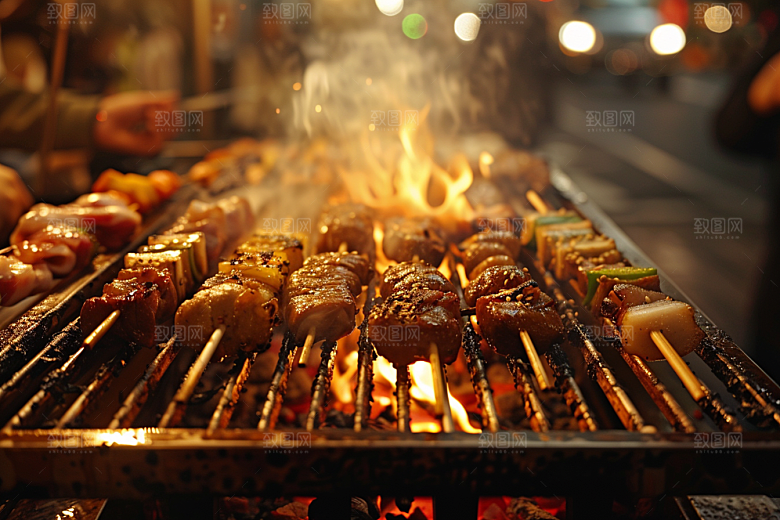 火热烤串炙烤香酥摄影图