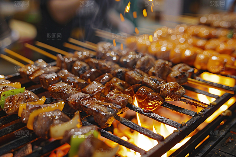 火热烤串炙烤香酥摄影图