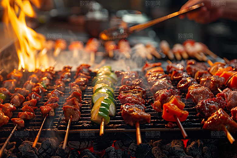 火热烤串夏季夏天摄影图