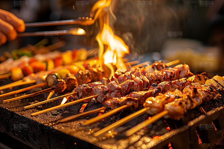火热烤串烤肉夏天摄影图