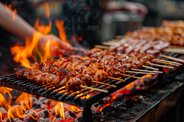 火热烤串烟熏火燎夏天摄影图