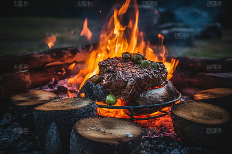 火热烤串肉串夏季摄影图